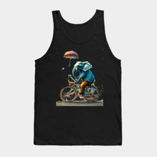 An elephant on a bicycle, holding an umbrella. Tank Top